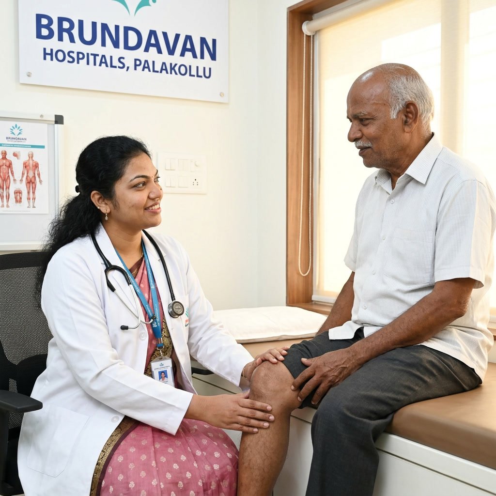 Indian_female_surgeon_in_Doctor_examining_a_joint_pain_patient_in_a_clean_modern4